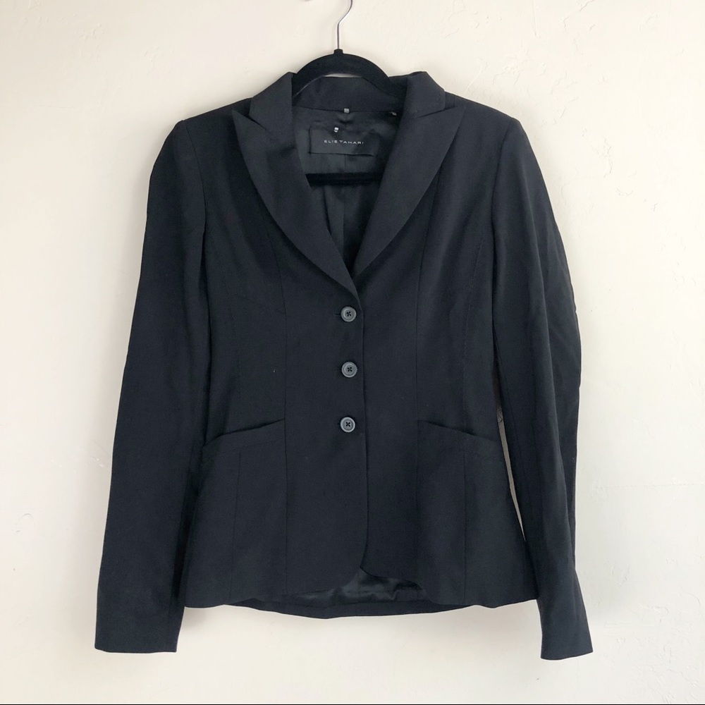 Elie Tahari Virgin Wool Black Blazer Jacket